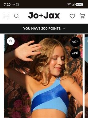 Jo+Jax One-Shoulder Blue Colorblock Crop Top